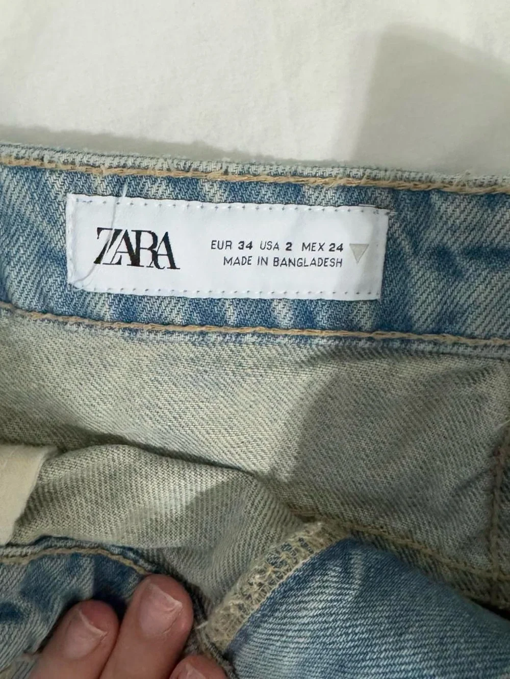 Zara Light Wash Distressed Denim Shorts